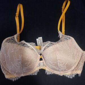 Lace Bra with Yellow Straps